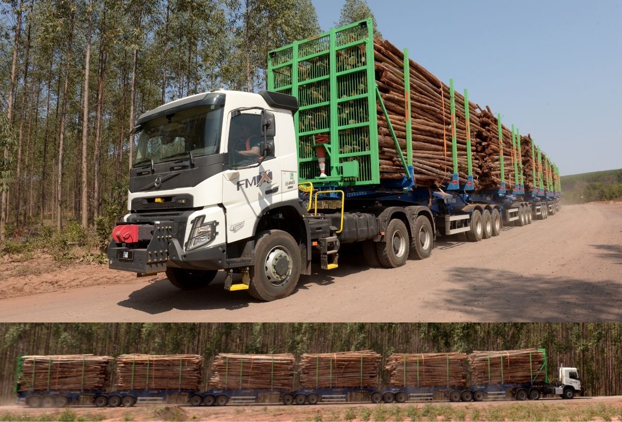 Novos hexatrens Volvo FMX 6×6 para 250 toneladas otimizam as operações de logística florestal da Suzano 