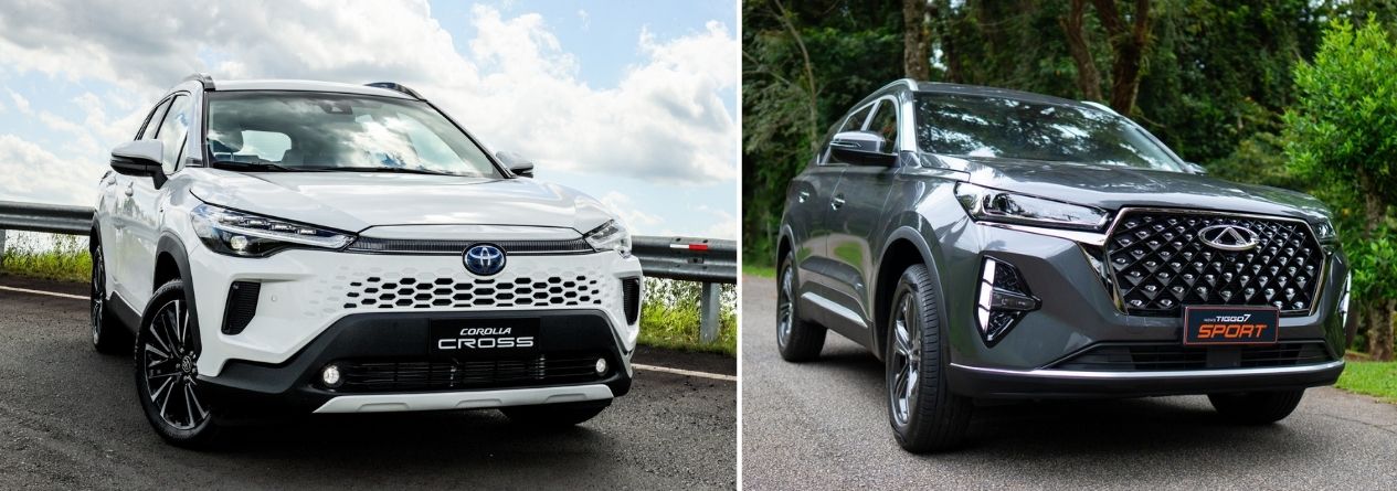 Corolla Cross XR vs. Tiggo 7 Sport e uma diferença de R$ 43 mil