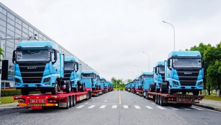 800+ caminhões elétricos pesados seguem para o exterior enquanto Sany avança no mercado brasileiro